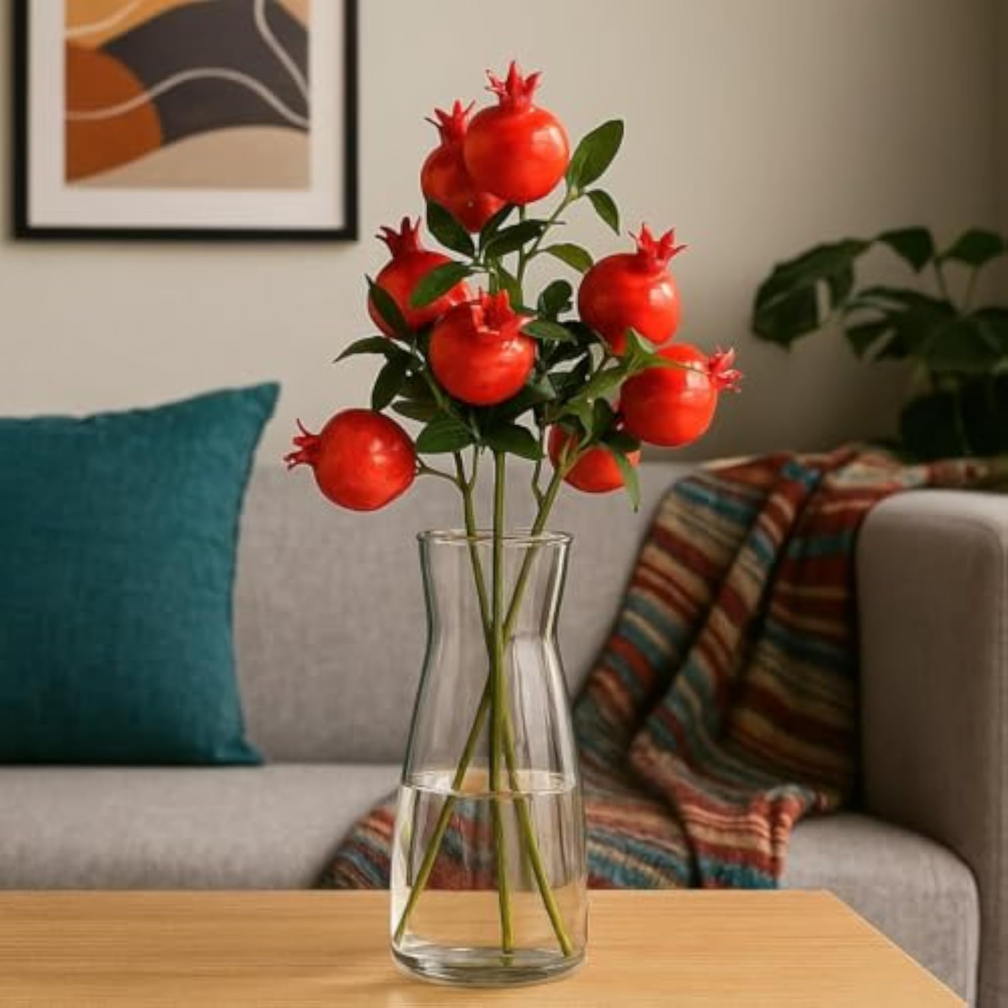 Artificial Pomegranate Plant Stick, 12 Pcs